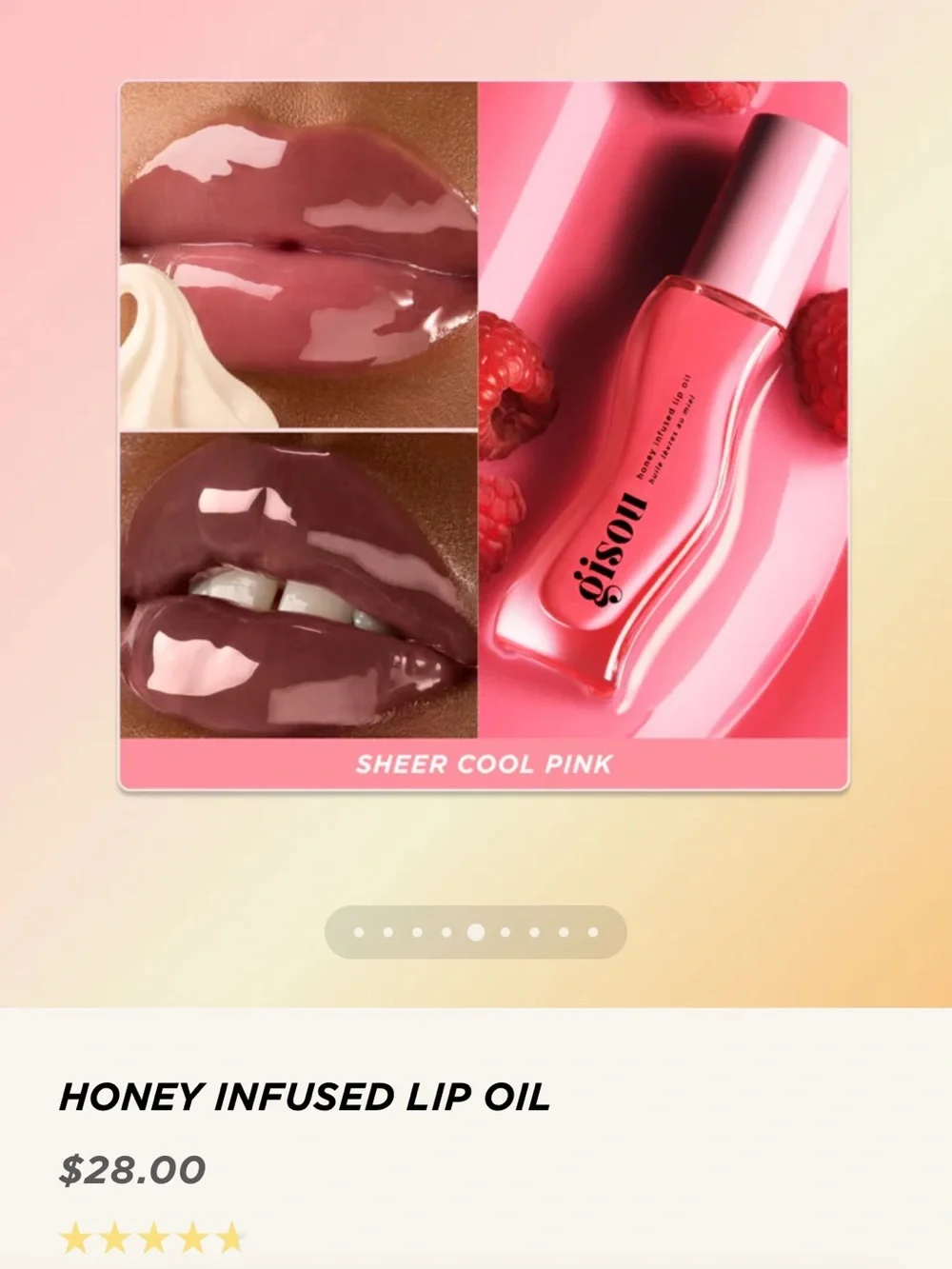 Brand New Honey Infused Lip Oil - Raspberry Swirl - Sheer Cool Pink